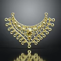 Elegant Gold Necklace with Intricate Filigree Design and Central Gemstone Accent