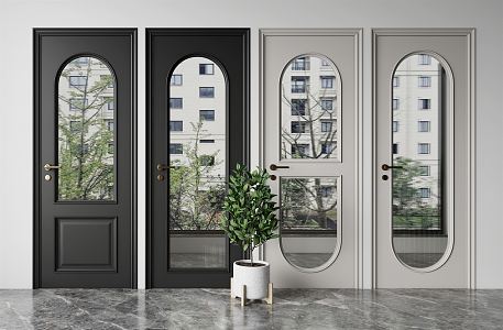 American swing door single door combination 3d model