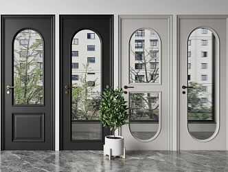 American swing door single door combination 3d model