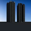 Modern High Rise Residential Buildings With Brown And White Facade And Blue Sky