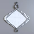 Decorative Diamond Shaped Wall Mounted Mirror With Gold Wavy Frame And Decorative Edges