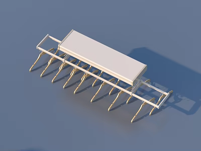 White Rectangular Household Electronic Component With Multiple Metal Pins And Flat Surface Design 3d model