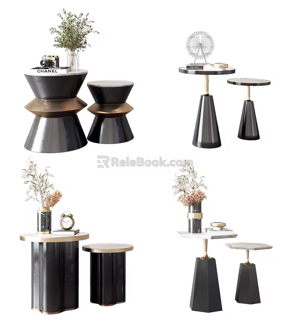 Light luxury round several sides combination 3d model