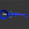 Blue Industrial Mechanical Equipment with Funnel Shaped Top Spiral Structure and Connecting Parts