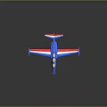 Blue White Red Striped Airplane Featuring Cockpit Windows And Stylish Wings Tail