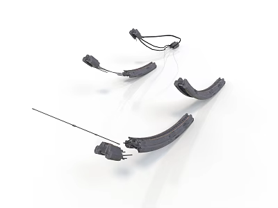 Black Curved Mechanical Components With Connecting Wires And Assembly Parts 3d model