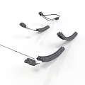 Black Curved Mechanical Components With Connecting Wires And Assembly Parts