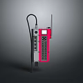 Red And Black Electronic Control Panel With Display Screen Buttons Antenna And Cable