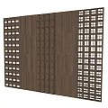 Modern Wooden Partition With Geometric Grid And Slat Design For Interior Decor
