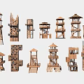 Various Wooden Garden Pavilions With Tiered Structures And Diverse Roof Designs