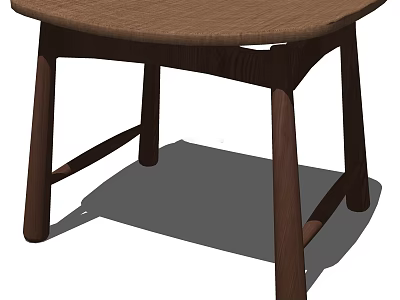 Brown Wooden Stool With Curved Seat And Sturdy Solid Wood Legs Design 3d model