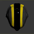 Black And Yellow Striped Tactical Helmet With Shiny Surface And Modern Design