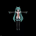 Anime Girl With Teal Hair Cat Ears Black White Uniform Red Tie Arms Outstretched