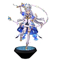 Magical Anime Game Character With Long White Hair Blue Dress And Star Decorated Magic Staff