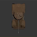 Brown Military Functional Vehicle With Turret Cannon And Green Indicator Lights