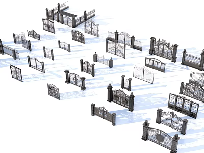 Various Types Of Decorative Gate Designs With Intricate Patterns And Iron Work 3d model