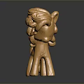 Golden Pony Figurine with Shiny Metallic Surface Detailed Mane and Tail Decorative Ornament