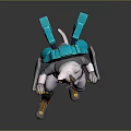 Futuristic Cat Like Creature In Armored Tech Suit With Blue White And Orange Accents