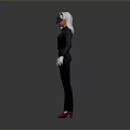 3D Character Model With Black Jumpsuit White Gloves Red Shoes White Ears And Black Mask