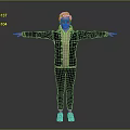 Man Standing With Outstretched Arms Wearing Denim Jacket Hoodie Black Pants And Blue Shoes