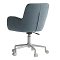 Modern Blue Fabric Office Chair With Armrests White Base Wheels And Color Options