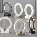 Modern Circular Table Lamps With Marble Base And Gold Accents For Home Decor