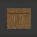 Natural Wooden Cabinet With Two Top Drawers And Double Doors Wood Grain Surface