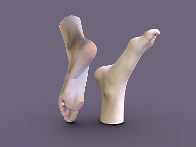 Man's Realistic Feet 3D Model with Light Color and Gray Background 3d model