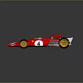 Red Formula 1 Race Car With Number 4 White Rear Wing And Yellow Wheels