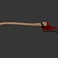 Red Axe With Wooden Handle Isolated On Gray Background And Reflection