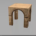 Detailed Brown Stone Textured Arched Structure With Multiple Arches And Columns 3d model