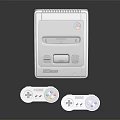 Retro Gaming Entertainment Console With White Body Dual Controllers Colored Buttons
