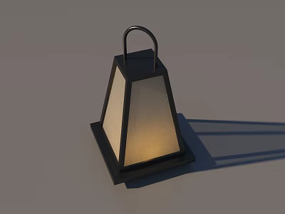 Modern Minimalist Lantern With Black Frame And Frosted Illuminated Shade 3d model