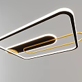 Modern Geometric LED Flush Mount Ceiling Light With White Frame And Gold Linear Design 3d model