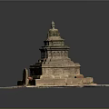 Ancient Stone Tower With Multi Tiered Structure Square Base And Dome Top