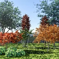 Modern Trees Plants Landscape Trees Background Trees Flowers and Grasses 3d model