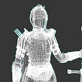 Fantasy Game Warrior Character With Gold Black Armor And Decorative Helmet Holding Sword