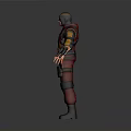 Tactical Combat Character In Red Black Outfit With Mask Skull Emblem And Armor