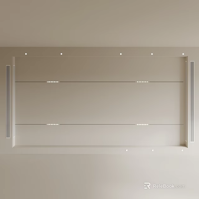 Modern Ceiling Design With Recessed Lights Decorative Trim And Smooth Surface 3d model