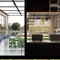 Kindergarten Bright Open Space With Large Windows Children's Activity Tables Green Plants And Decorative Paintings