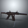 Modern Black Assault Rifle With Tactical Barrel Scope Detailed Structure And Ergonomic Grip