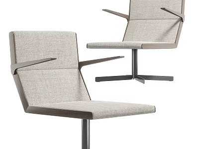 Ergonomic Modern Office Chair With Beige Fabric Upholstery Metal Base And Armrests 3d model