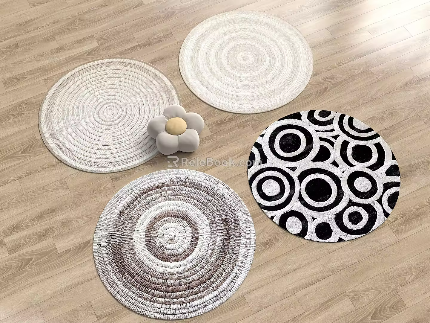 Modern Round Carpet Fabric Carpet Cream Style Carpet Home Style Carpet Round Cream Style Carpet 3d model
