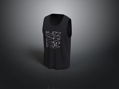 Black Sleeveless Vest With White TIME TO RISE Text For Casual Daily Use 3d model