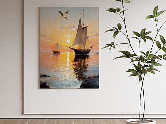 Modern Landscape Painting Decorative Painting 3d model