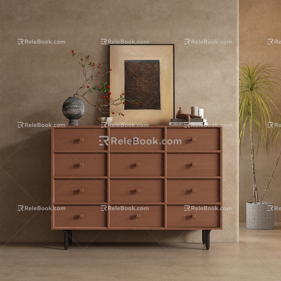 Antique Side Cabinet Entrance Cabinet Sideboard 3d model