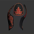 Ornate Black Armor Featuring Red Floral Patterns And Intricate Designs 3d model