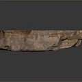 Natural Reddish Brown Stone with Textured Surface Cracks and Reflection on Dark Background