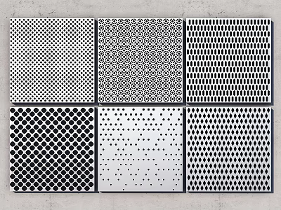 Stylish Perforated Wall Panels With Different Geometric Patterns For Interior Design 3d model