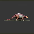 Colorful Dinosaur Toy Model With Red Orange Gray Spikes On Green Mat Reflective Surface